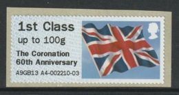 GREAT BRITAIN 2013 Post & Go/Coronation 60th Anniversary 1st Class: Single Label UM/MNH - Post & Go Stamps