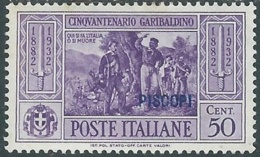 1932 EGEO PISCOPI GARIBALDI 50 CENT MH * - RB9-8 - Aegean (Piscopi)