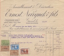 1928: Facture De ## Ameublement & Décoration Ernest NEIRYNCK & Fils, Rue Des Champs, 79, GAND ##  à ## Monsieur ... - Documents