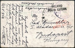 1919 Képeslap Gibraltárról Olasz és Magyar Hajópostával, Milánói átmenő Bélyegzéssel Budapestre - Sonstige & Ohne Zuordnung