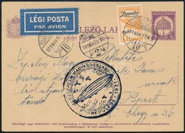 1931 Zeppelin Magyarországi Körrepülés Levelezőlap Zeppelin 1P Bérmentesítéssel, Debreceni Ledobással Budapestre - Other & Unclassified