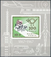 * 1967 100 éves A Magyar Posta Vágott Blokk Tévnyomattal (45.000) - Sonstige & Ohne Zuordnung