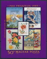 ** 1989 Pro Philatelia Blokk Bélyegkincstár Felirattal, Zöld  Sorszámmal  (30.000) / Mi Block 207 With Text Bélyegkincst - Sonstige & Ohne Zuordnung