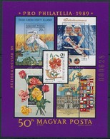 ** 1989 Pro Philatelia Blokk Bélyegkincstár Felirattal, Piros  Sorszámmal.  (35.000) / Mi Block 207 With Text Bélyegkinc - Sonstige & Ohne Zuordnung