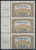 ** 1918 Repülő Posta 4K50f ívszéli Hármascsík  (22.500) - Other & Unclassified