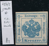 * 1858 Hírlapilletékbélyeg 1kr Szürkéskék, Eredeti Gumival, Enyhe Törés. Strakosch Azonosítással - Other & Unclassified