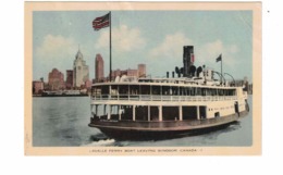 WINDSOR, Ontario, Canada, Lasalle Ferry Leaving Windsor, Old PECO White Border Postcard - Windsor