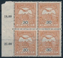 ** 1913 Turul 30f ívszéli Négyestömb Fekvő Vízjellel (104.000) / Mi 119Y Margin Block Of 4 - Otros & Sin Clasificación