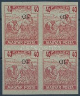 (*) 1919 Magyar Posta Arató 40f Kármin Vágott Próbanyomat Elcsúszott értékszámmal Négyestömbben, Vastagabb, Enyvezetlen, - Sonstige & Ohne Zuordnung