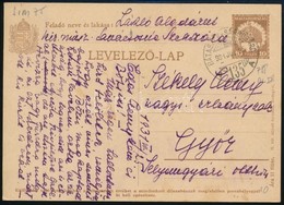 1931 Díjjegyes Levelezőlap 'BÁTASZÉK-SÁRBOGÁRD' Mozgóposta Bélyegzéssel - Other & Unclassified