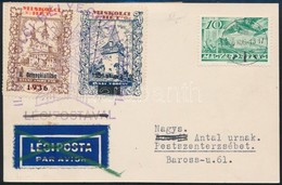 1936 Miskolci Hét 2 Db Levélzáró Futott Levelezőlapon / 2 Labels On Postcard - Andere & Zonder Classificatie