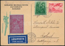 1938 Légi Levelezőlap Szent István Levélzáróval / Airmail Cover With Label - Autres & Non Classés