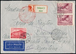 1939 Ajánlott Légi Levél 4,20P Bérmentesítéssel Argentínába /  Registered Airmail Cover With 4,20P Franking To Buenos Ai - Otros & Sin Clasificación