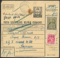 1941 Csomagszállító Kétnyelvű Bélyegzéssel Sopronba / Parcel Card With Bilingual 'FELSŐVERESMART' Cancellation - Otros & Sin Clasificación