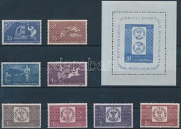 ** 1958 100 éves A Román Bélyeg Sor Mi 1750-1757 A + Blokk Mi 40 - Other & Unclassified