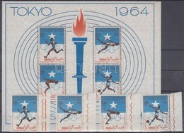 ** 1964 Nyári Olimpia, Tokió ívszéli Sor Mi 60-63 + Blokk 1 - Sonstige & Ohne Zuordnung