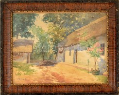 Bereczk Jelzéssel: Házudvar. Akvarell, Papír, üvegezett Keretben, 31×41 Cm - Other & Unclassified