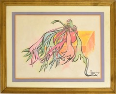 Róna Jelzéssel: Kompozíció. Akvarell-tus, Papír, üvegezett Keretben, 35×49 Cm - Otros & Sin Clasificación