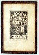 R. Casals I Vernis (1860-1920): Joseph Monsavatje. Ex Libris. Rézkarc, Papír, üvegezett Keretben, 13×8 Cm - Otros & Sin Clasificación