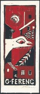 Krancz(?) Jelzéssel: Ex Libris Galambos Ferenc, Színes Linó, Papír, Jelzett, 14,5×6 Cm - Otros & Sin Clasificación