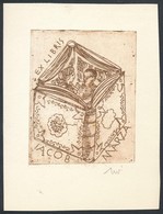 Molnár Dénes (1947-2000): Pajzán Ex Libris, Jacob Marza. Rézkarc, Papír, Jelzett, 8×6 Cm - Otros & Sin Clasificación