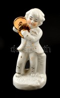 Kínai Porcelán Cintányéros Kisfiú, Kézzel Festett, Jelzett, Apró Kopásokkal, M: 10,5 Cm - Otros & Sin Clasificación