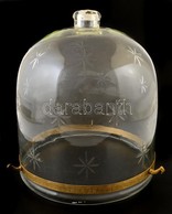 Csiszolt Lámpabura, Réz Gyűrővel Tartókkal, Hibátlan, M: 34 Cm, D: 29 Cm - Glass & Crystal