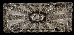 Ólomkristály Süteményes Tál, Metszett, Kis Hibákkal, 40×18 Cm - Vidrio & Cristal