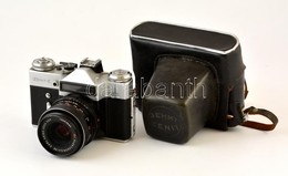 Zenith E Fényképezőgép Zeiss Flektogon 2,4/35 Objektívvel. Gép Nem Működik. Bőr Tokkal. - Cameras