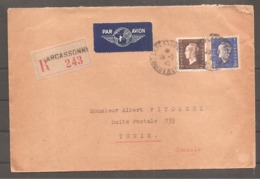 2 F Et 4 F   DULAC Enveloppe  RECOM  Oblit CARCASSONNE  Par Avion  1945  Pour La TUNISIE  Etiquette De Douane - Other & Unclassified