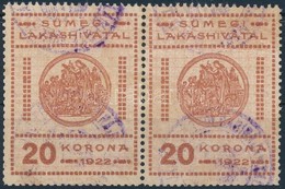 1922 Sümeg Városi Lakáshivatali Bélyeg 20K Pár (24.000) - Unclassified