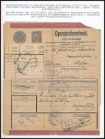 1919 Gyorsárufuvarlevél A Tanácsköztársaság Első Napján Feladva Több Vasúti Helynév Bélyegzővel MÁV-GYESEV - Zonder Classificatie