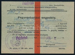 1943 Felsővisó, Fegyvertartási Engedély, 1 és 2 P Okmánybélyegekkel, Felülbélyegzéssel - Unclassified