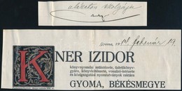 1914 Kner Izidor Aláírása és Számla Fejléce - Other & Unclassified