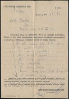 1944 A Pesti Magyar Kereskedelmi Bank Elismervénye Az 1600/1944 M.E. Sz. Rendelet A Zsidók Vagyonának Bejelentése és Zár - Other & Unclassified