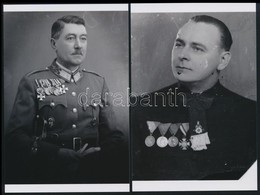 Cca 1944 Katona és Pap Kitüntetésekkel, A Kiskunfélegyházi Marika Fotóműterem Hagyatékából 2 Db Mai Nagyítás, 15x10 Cm - Other & Unclassified