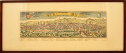 Bologna Látképe, Színezett Mélynyomás, Reprint, üvegezett Fa Keretben, 22x61 Cm. - Andere & Zonder Classificatie