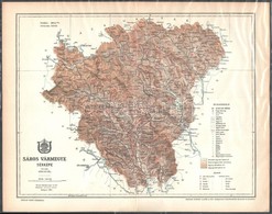 1894 Sáros Vármegye Térképe, Tervezete: Gönczy Pál, Kiadja: Posner és Fia, 24×29,5 Cm - Sonstige & Ohne Zuordnung