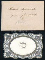 1863 Boldog Új Évet - üdvözlő Kártya, Eredeti Borítékkal, 6x9 Cm - Sin Clasificación