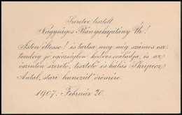 1907 Pehm Imre Bányakapitány Részére írt üdvözlő Kártya Borítékban - Unclassified