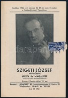 1934 Szigeti József Hegedűestje Nikita De Magaloff Közreműködésével, Műsorfüzet, 15p - Altri & Non Classificati