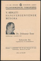 1934 A Filharmóniai Társaság V. Bérleti Hangversenyének Műsora, Dr. Dohnányi Ernő és Zathureczky Ede Közreműködésével, 1 - Otros & Sin Clasificación