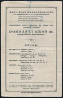 1924-1936 6 Db Koncertműsorlap (Dohnányi Ernő, Basiliedes Mária, Huberman, Szigeti, Csuka BÉla, Láng Erzsébet) - Sonstige & Ohne Zuordnung