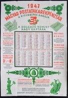 1947 Magyar Postatakarékpénztár Naptáros Reklám Plakát. Az Elnöknek Küldve, Noymtatványként 62x86 Cm - Other & Unclassified