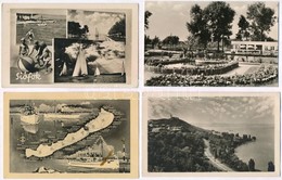 ** * 10 Db MODERN Magyar Városképes Lap A Balatonról / 10 Modern Hungarian Town-view Postcards From Lake Balaton - Unclassified