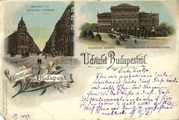 T4 1897 (Vorläufer!!) Budapest, Andrássy út, Tudományos Akadémia. Druck U. Verlag Louis Glaser Art Nouveau, Floral, Lith - Unclassified