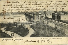 T3 1904 Budapest, Margit Híd, Villamos. M. T. és F. I. Koch és Warga (enyhén ázott Sarkak / Slightly Wet Corners) - Sin Clasificación