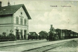 ** T3 Bereck, Bereczk, Bretcu; Vasútállomás, Gőzmozdony, Vasutasok / Bahnhof / Railway Station, Locomotive, Railwaymen ( - Ohne Zuordnung