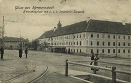 T2/T3 1906 Nagyszeben, Hermannstadt, Sibiu; Hermannsplatz Mit K.u.k. Infanterie-Kaserne / Hermann Tér, Cs. és Kir. Gyalo - Sin Clasificación