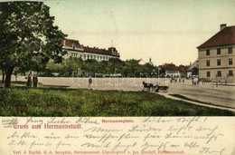 T2/T3 1905 Nagyszeben, Hermannstadt, Sibiu; Hermannsplatz / Hermann Tér. Verl. D. Buchh. G. A. Chromophot. V. Jos. Drotl - Sin Clasificación